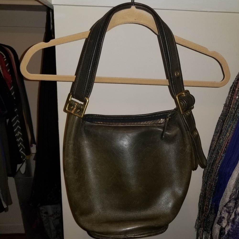 Vintage Coach Bucket Crossbody Bag Army Green